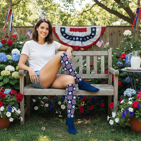 3-Pairs: Patriotic Knee-High Compression Socks – Graduated Support for Circulation, Swelling & All-Day Comfort