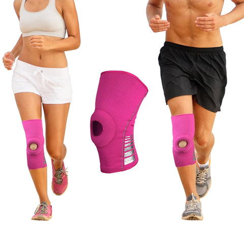Reflective Knee Compression Sleeve – Breathable Support, Hot Pink