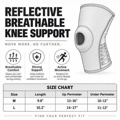 Reflective Knee Compression Sleeve – Breathable Support, Hot Pink