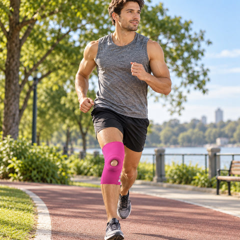 Reflective Knee Compression Sleeve – Breathable Support, Hot Pink