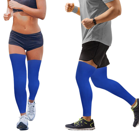 Shin & Calf Compression Sleeves, 1 Pair – Breathable Leg Support with Non-Slip Grip, Blue, One Size
