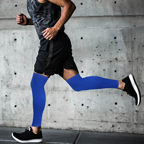 Shin & Calf Compression Sleeves, 1 Pair – Breathable Leg Support with Non-Slip Grip, Blue, One Size