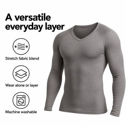 Men's Long-Sleeve Compression Shirt – Stretch Thermal Base Layer