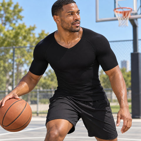 Men's Short-Sleeve Compression Shirt – Stretch Base Layer, Small