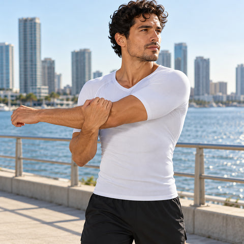 Men's Short-Sleeve Compression Shirt – Stretch Base Layer, Small