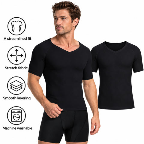 Men's Short-Sleeve Compression Shirt – Stretch Base Layer, Small