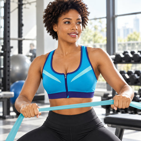 Double-Layer Front-Zip Sports Bra – Breathable Support, Small