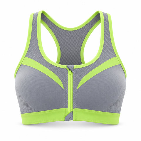 Double-Layer Front-Zip Sports Bra – Breathable Support, Small