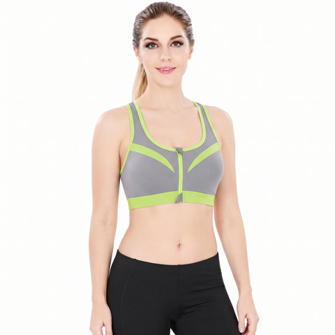 Double-Layer Front-Zip Sports Bra – Breathable Support, Small