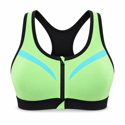 Double-Layer Front-Zip Sports Bra – Breathable Support, Small