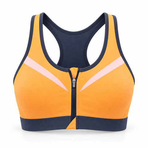 Double-Layer Front-Zip Sports Bra – Breathable Support, Small