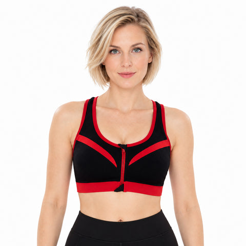 Double-Layer Front-Zip Sports Bra – Breathable Support, Small