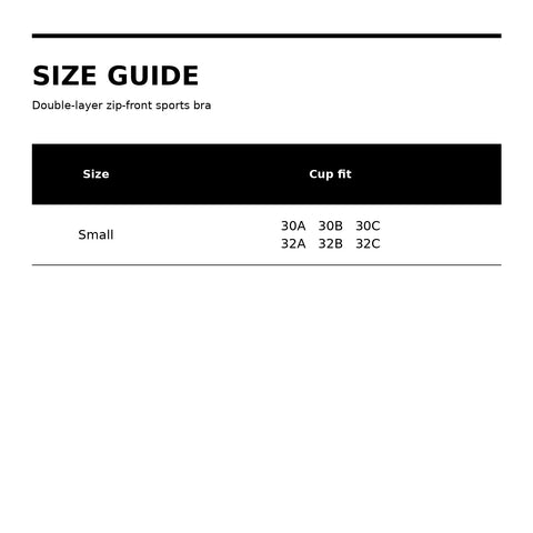 Double-Layer Front-Zip Sports Bra – Breathable Support, Small