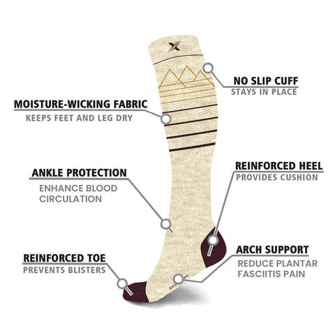 3-Pack: Premium Merino Wool Compression Boot Socks - Designed for Winter, Hiking, Camping, Snowboarding, Skiing