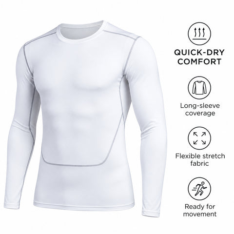 Men's Quick-Dry Long-Sleeve Shirt – Stretch Walking and Workout Top