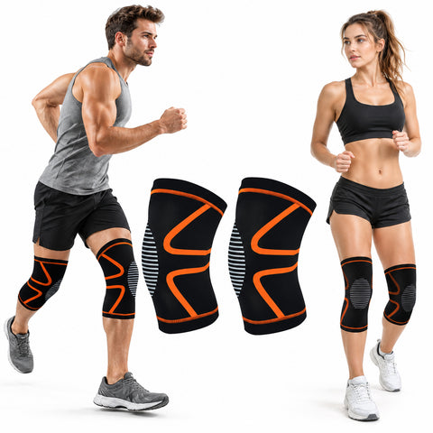 Gel Knee Compression Sleeves, 1 Pair – Flexible Support, Orange or Yellow