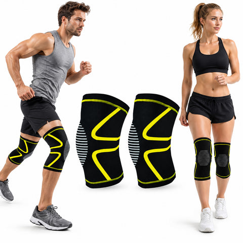 Gel Knee Compression Sleeves, 1 Pair – Flexible Support, Orange or Yellow