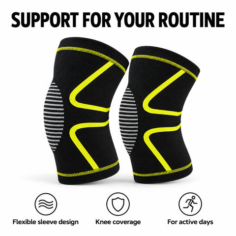 Gel Knee Compression Sleeves, 1 Pair – Flexible Support, Orange or Yellow