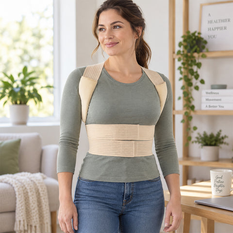 4-in-1 Posture Corrector Back Brace – Adjustable, Breathable Back & Shoulder Support for Men & Women, Medium or Large