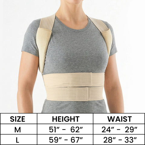 4-in-1 Posture Corrector Back Brace – Adjustable, Breathable Back & Shoulder Support for Men & Women, Medium or Large