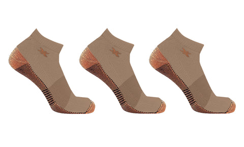 3-Pairs: High Performance Copper-Infused Ankle Compression Socks