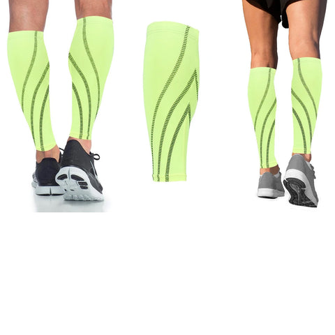 Calf Compression Sleeves for Men & Women, 1 Pair – Breathable Non-Slip Leg Support, Red or Lime, Small/Medium & Large/XL