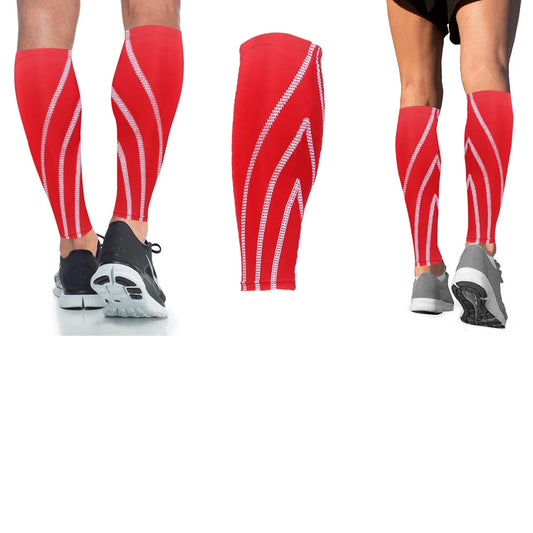 Calf Compression Sleeves for Men & Women, 1 Pair – Breathable Non-Slip Leg Support, Red or Lime, Small/Medium & Large/XL