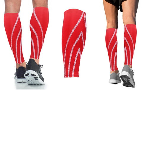 Calf Compression Sleeves for Men & Women, 1 Pair – Breathable Non-Slip Leg Support, Red or Lime, Small/Medium & Large/XL