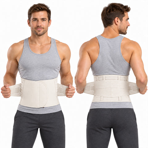 Men's Adjustable Double-Compression Workout Back Support Belt  Waist Trimmer with Core Compression, Adjustable Fit & Lower-Back Support