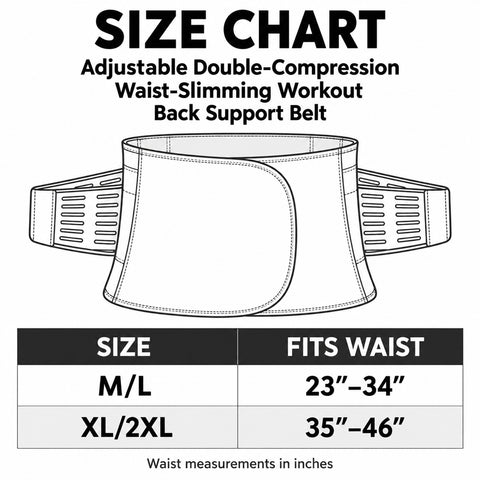 Men's Adjustable Double-Compression Workout Back Support Belt  Waist Trimmer with Core Compression, Adjustable Fit & Lower-Back Support