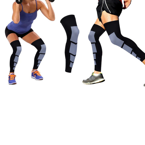 Full-Length Knee & Calf Compression Sleeves, 1 Pair – Flexible Leg Support for Walking & Everyday Activity, Black or Red