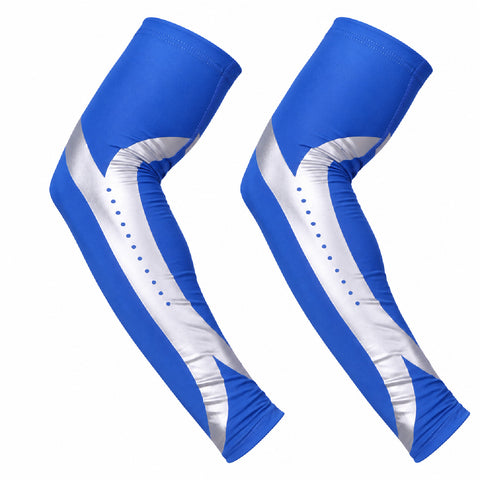 Blue Arm Compression Sleeves, 1 Pair – Flexible Nylon and Spandex Support