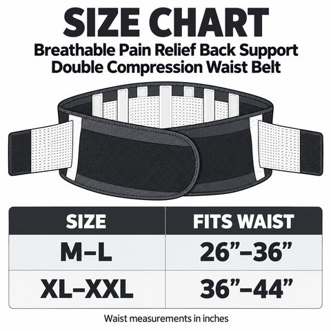 Breathable Double Compression Back Support Waist Belt Adjustable Waist Support Belt for Workouts, Lifting, Posture & Everyday Activity
