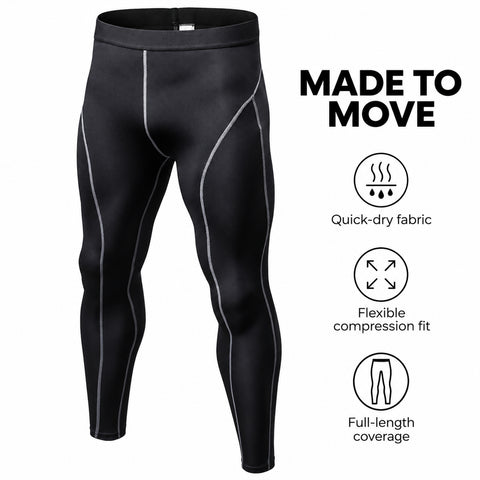 Men's Quick-Dry Compression Pants – Stretch Activewear, One Size