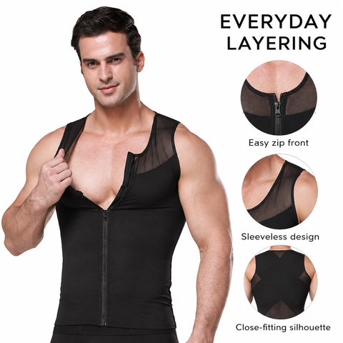 Men's Zip-Front Shapewear Vest – Sleeveless Body-Smoothing Undershirt