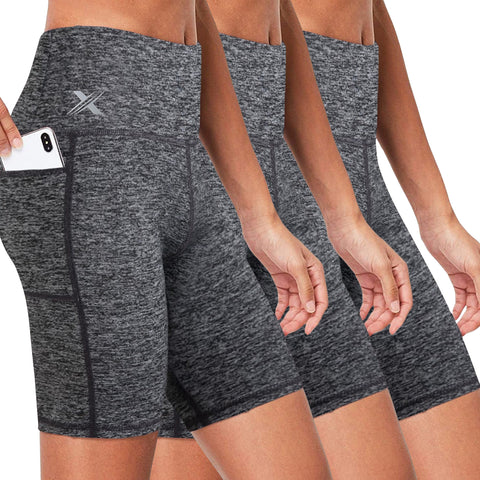 Women's High Waist Breathable Training Running Performance Yoga Shorts (3-Pack)