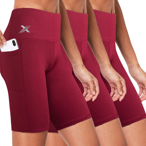 Women's High Waist Breathable Training Running Performance Yoga Shorts (3-Pack)