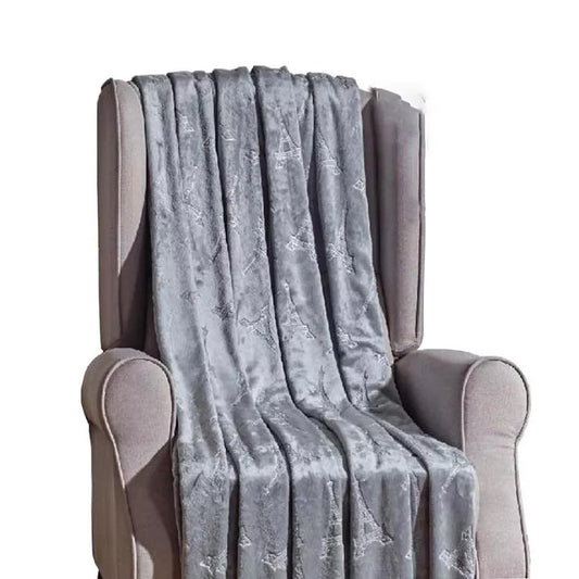 Ultra Soft Eiffel Tower Embossed Throw Blanket 50" x 60" – Lightweight, Hypoallergenic, Machine Washable Blanket for Couch, Bed, or Travel
