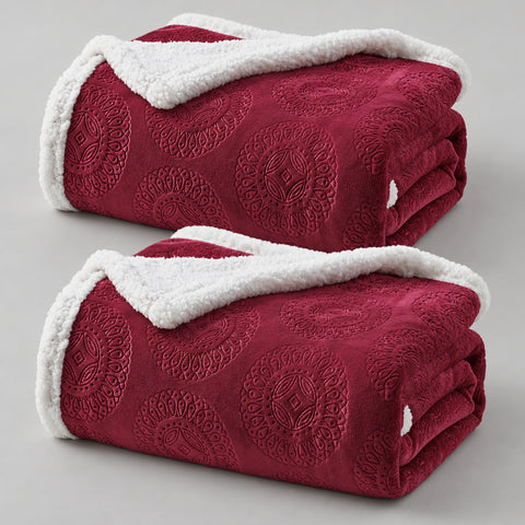 2-Pack Ultra-Soft Microplush Printed Sherpa Throw Blankets – 50" x 60"  Lightweight Warm Fleece Blankets for Couch, Sofa & Bed | 100% Polyester | Machine Washable