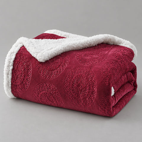 Ultra-Soft Microplush Embossed Sherpa Throw Blanket – 50" x 60"  Lightweight Warm Fleece Blanket for Couch, Sofa & Bed | 100% Polyester | Machine Washable