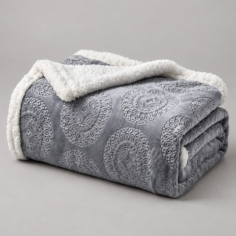 2-Pack Ultra-Soft Microplush Printed Sherpa Throw Blankets – 50" x 60"  Lightweight Warm Fleece Blankets for Couch, Sofa & Bed | 100% Polyester | Machine Washable