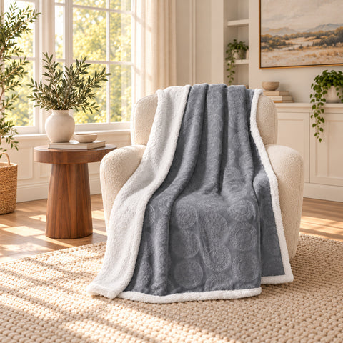 2-Pack Ultra-Soft Microplush Printed Sherpa Throw Blankets – 50" x 60"  Lightweight Warm Fleece Blankets for Couch, Sofa & Bed | 100% Polyester | Machine Washable