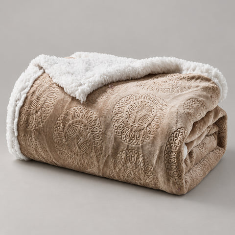 Ultra-Soft Microplush Embossed Sherpa Throw Blanket – 50" x 60"  Lightweight Warm Fleece Blanket for Couch, Sofa & Bed | 100% Polyester | Machine Washable