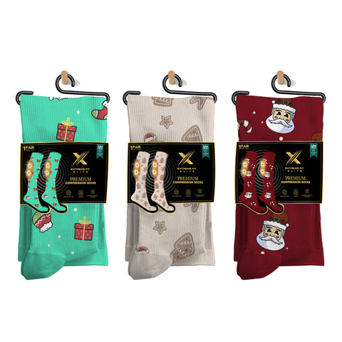 3-Pack: Holiday Fun Knee High Compression Socks