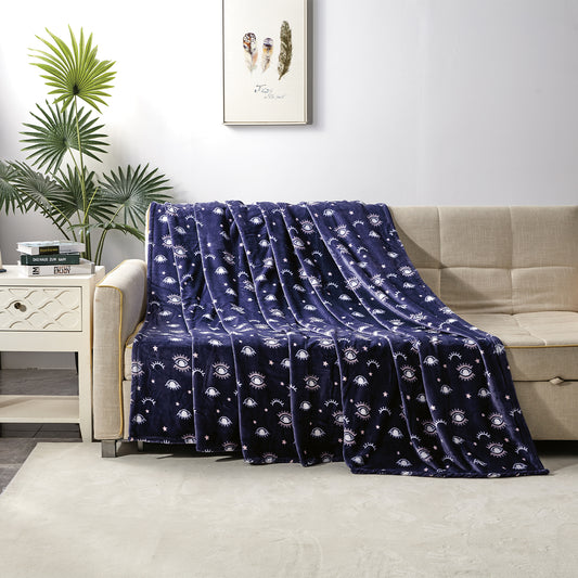 Evil Eye Embossed Microplush Blanket – Soft 90" x 90" All-Season Blanket – Lightweight, Cozy, Fade-Resistant, and Machine Washable