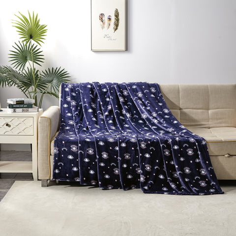 Evil Eye Embossed Microplush Blanket – Soft 90" x 90" All-Season Blanket – Lightweight, Cozy, Fade-Resistant, and Machine Washable