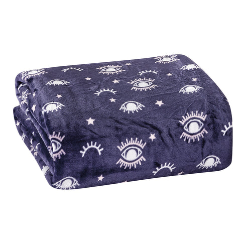 Evil Eye Embossed Microplush Blanket – Soft 90" x 90" All-Season Blanket – Lightweight, Cozy, Fade-Resistant, and Machine Washable