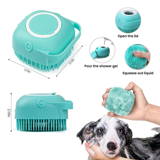 Pet Bath Brush with Shampoo Dispenser – Soft Silicone Dog & Cat Scrubber for Grooming, Washing & Gentle Massage (1 Pack or 2-Pack)