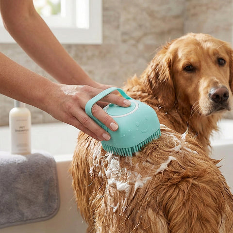Pet Bath Brush with Shampoo Dispenser – Soft Silicone Dog & Cat Scrubber for Grooming, Washing & Gentle Massage (1 Pack or 2-Pack)