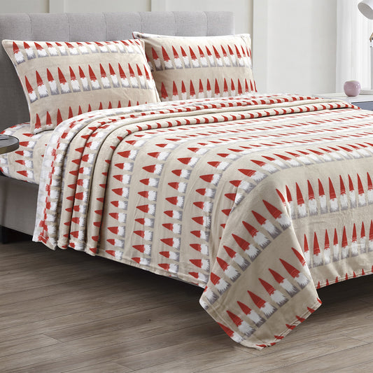 Gnome Santa Wrinkle-Resistant Ultra-Soft Premium All-Season Bed Sheet Set  Soft Brushed Polyester Christmas Bedding